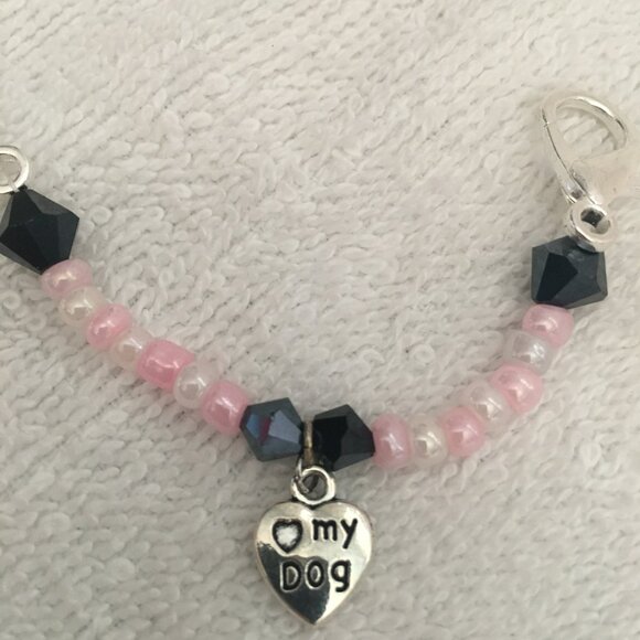 Beaded Shoe Charm – Pink & Black Dog Lover Clip - Picture 2 of 5